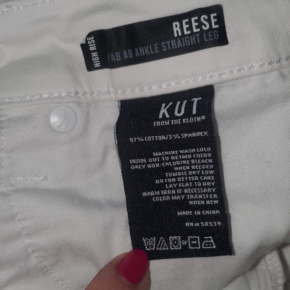KUT From The Kloth Reese Ankle Straight Leg White Jeans High rise fab a… - Picture 4 of 8